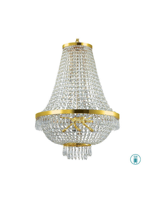 Ideal Lux Caesar SP12 Полилей 12xG9 Ø55см с Кристали Златист 114743