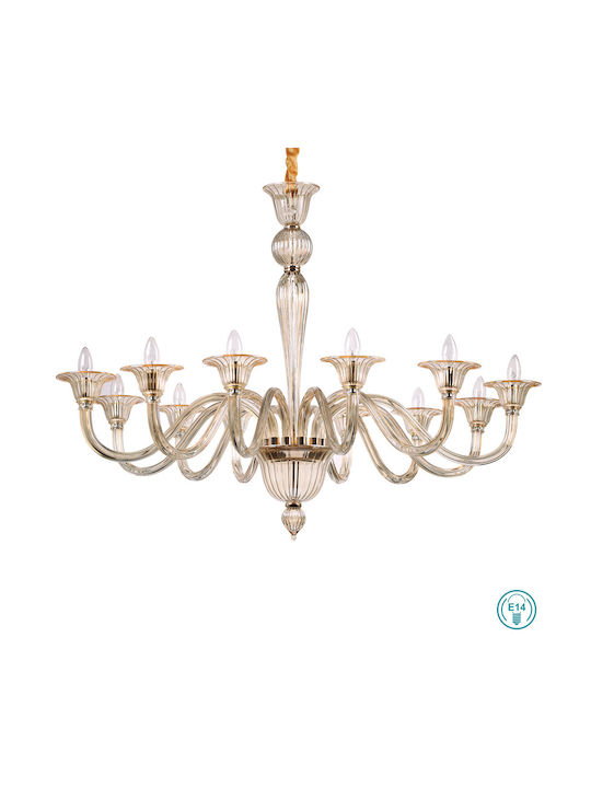 Ideal Lux Πολυέλαιος 12xE14 με Κεράκια Μελί 199405
