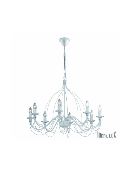 Ideal Lux Полилей 8xE14 Ø80см с Бели Свещници 005898