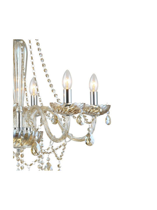 Eglo Basilano Candelabru 6xE14 Ø72cm cu Lumânări Galben Miere 39092