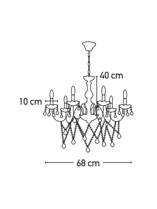 Inlight 5314-6 Полилей 6xE14 Ø68см с Свещи Оттенък Затъмнено 5314-6-FIME