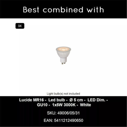 Lucide Lightning Amigo Τριπλό Σποτ με Ντουί GU10 σε Λευκό Χρώμα