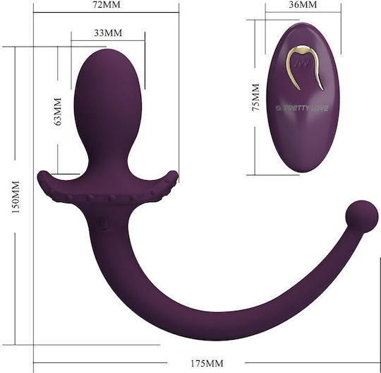 Pretty Love Anal Plug mit Kabelloser Funktion und Vibration Lila