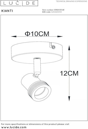 Lucide Lightning Kianti Σποτ με 10 Φώτα και με Ντουί GU10 σε Καφέ Χρώμα