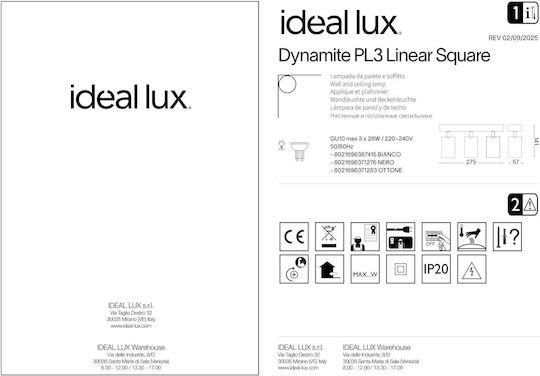 Ideal Lux Triple Spot in Black Color