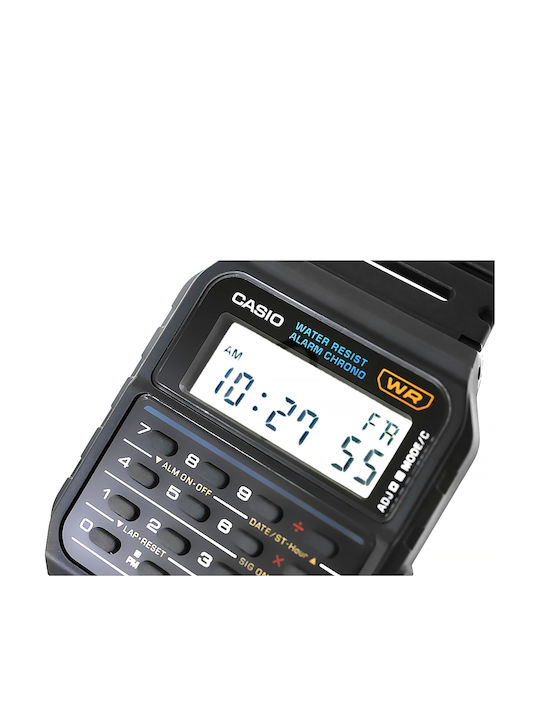 Casio Mini Calculator Digital Herrenuhr 12mm Batterie mit Rostfreier Stahlarmband