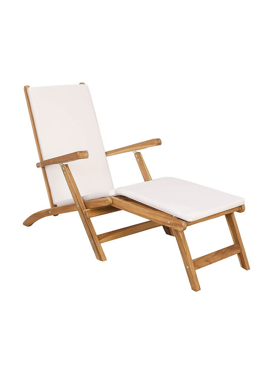 Double Wooden Deckchair with White Pillow 152x60x94.5cm