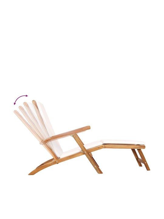 Double Wooden Deckchair with White Pillow 152x60x94.5cm
