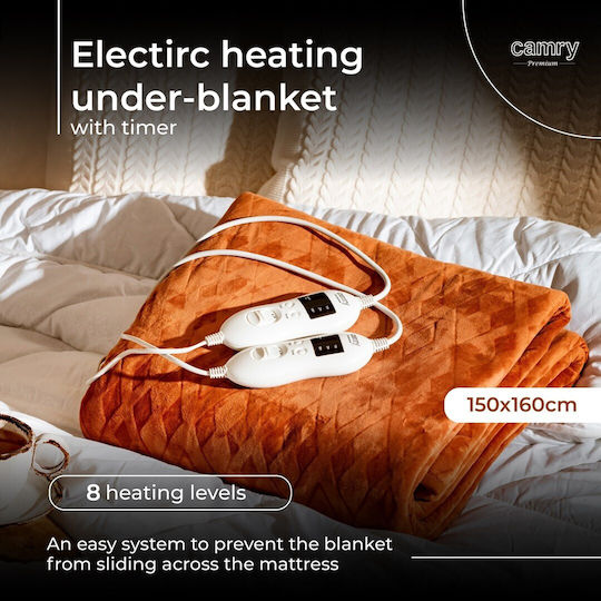 Eldom Semi-Doppel Elektrische Bettdecke Waschbar mit Timer 120W 130x180cm