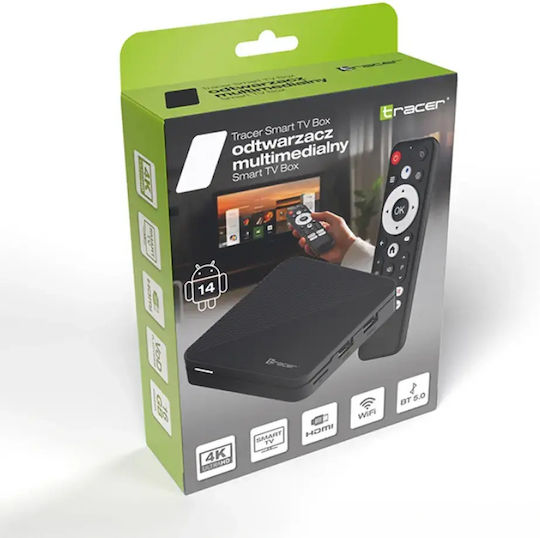 Tracer ТВ кутия TRABOX47667 4K UHD с WiFi USB 2.0 2GB RAM и 16GB Вградена памет с Операционна система Android