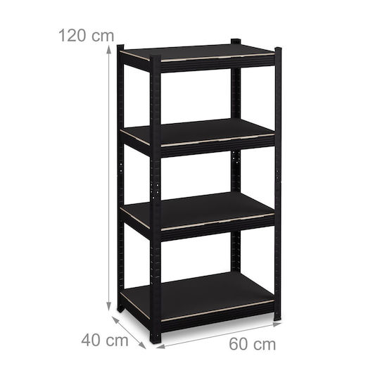 Relaxdays Raft Dexion 60x40x120 cm Cu 4 Rafturi Rezistență Totală 1000 kg