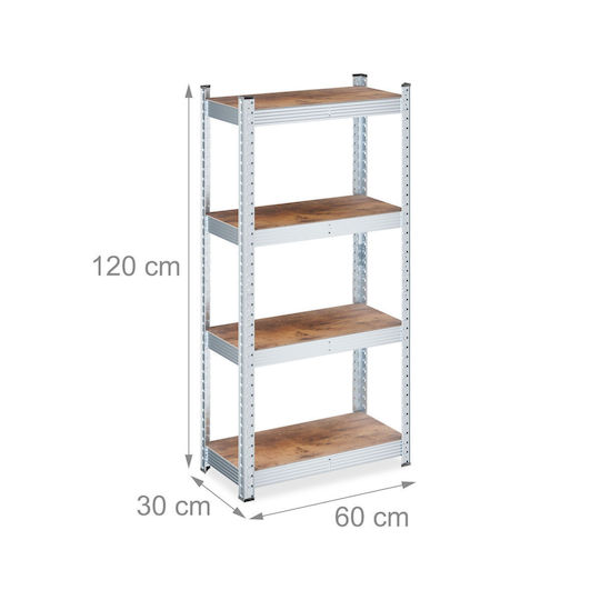Relaxdays Dexion Shelf 60x30x120cm With 4 Shelves Total Load Capacity 2800kg