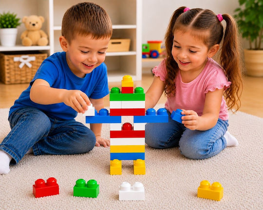 Hashtag Toys Cuburi de construit educative Bams Block pentru 3+ ani 152 buc HTB1192