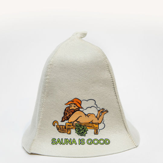 Вълнена Шапка За Сауна World Hats "sauna Is Good" Бяла Щампа S L
