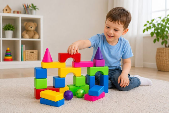 Hashtag Toys Cuburi de Construit Educative Multicolor Block Builder Set 1 pentru 3+ Ani 27 Buc HTB1186