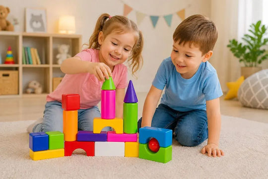 Hashtag Toys Cuburi de construit Educative Multicolor Block Builder Set pentru 3+ Ani 18 Buc HTB1185