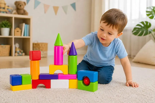 Hashtag Toys Cuburi de construit Educative Multicolor Block Builder Set pentru 3+ Ani 18 Buc HTB1185