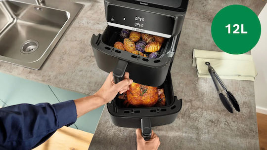 Bosch Mafd661b7 Heißluftfritteuse mit Doppeltem Abnehmbaren Behälter 12lt