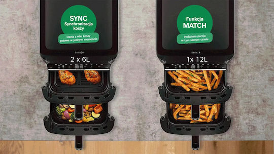 Bosch Mafd661b7 Heißluftfritteuse mit Doppeltem Abnehmbaren Behälter 12lt