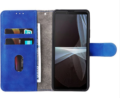 Βάση Στήριξης Όψη Wallet Δερμάτινο Μπλε (Xperia 10 IV)