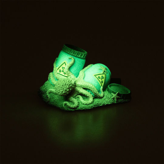 Aquadella Aquarium Decoration Radioactive Barrels Octopus 12x9.7cm