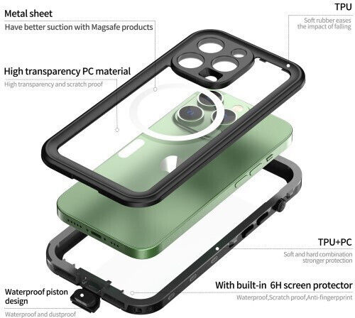 Redpepper Dot+ 360 Full Cover Plastic Waterproof Black (iPhone 14 Pro)