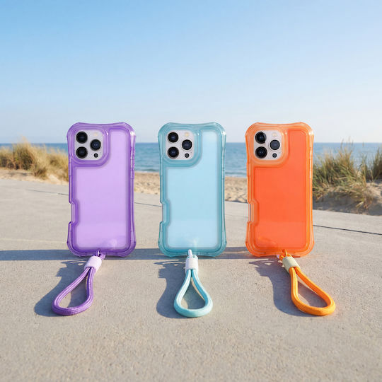 Rückseitencover aus Silikon mit Orangefarbenem Nackenriemen (Galaxy A36)