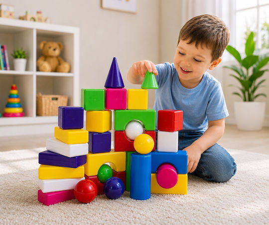 Hashtag Toys Cuburi de Construit Educative Blocks Builder Set 3 pentru 3+ Ani 30 Buc HTB1188