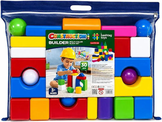Hashtag Toys Cuburi de Construit Educative Blocks Builder Set 3 pentru 3+ Ani 30 Buc HTB1188