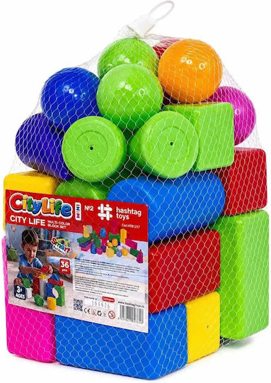 Hashtag Toys Cuburi de construit Educative City Life Mini 2 pentru 3+ Ani 36 Buc HTB1217
