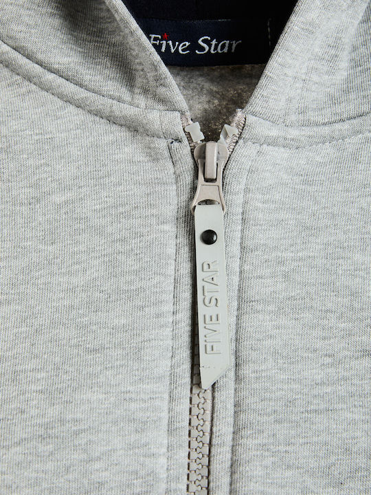 Kinder-Sweatshirt Strickjacke mit Kapuze und Taschen Grau