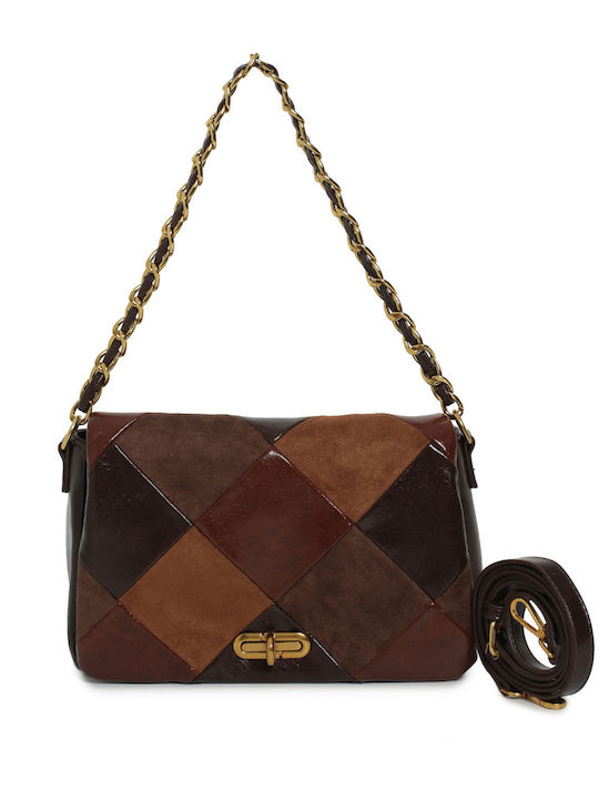 Leder Damen Schultertasche Wildleder Braune