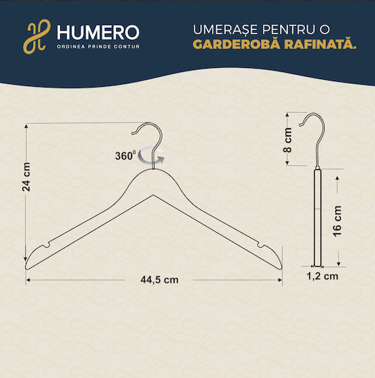 Humero Κρεμάστρα Ρούχων Ξύλινη Μπεζ 30τμχ
