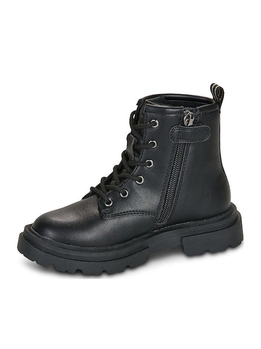 Leder Kinderstiefel mit Reissverschluss Schwarz