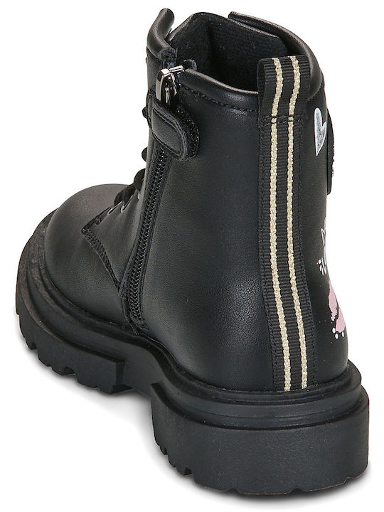 Leder Kinderstiefel mit Reissverschluss Schwarz
