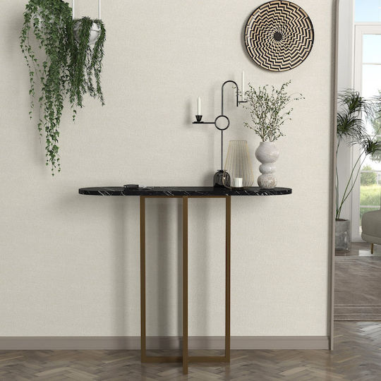 Consolă din Lemn și Marmură Black Marble L90xL29.6xÎ75cm