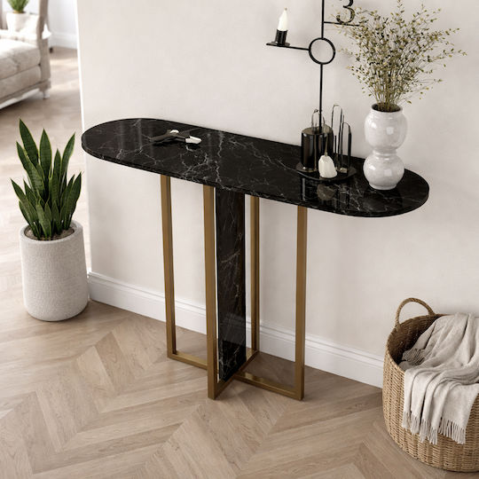 Consolă din Lemn și Marmură Black Marble L90xL29.6xÎ75cm