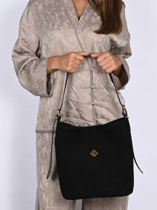 Damentasche Schulter Crossbody Wildleder Schwarze