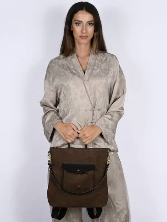 Leather Women's Backpack Suede Brown