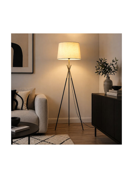Artekko Stehlampe mit Lampenbirnensockel E27 Schwarz