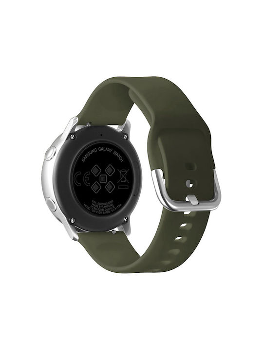 Каишка от Силикон Universal Soft Band Sonique 22mm Сребристо Закопчаване Samsung Huawei Amazfit Xiaomi Honor Маслиненозелено