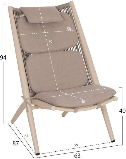 Armchair Champagne 61x54x86cm Armchair Champagne 61x54x86cm