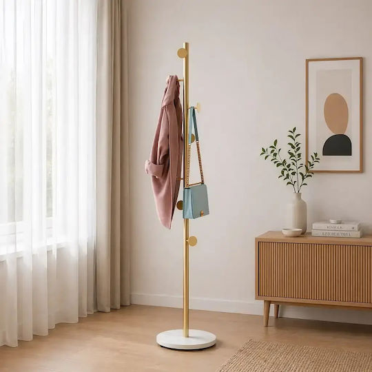 Freistehende Kleiderständer Metallisch Gold x32x170cm