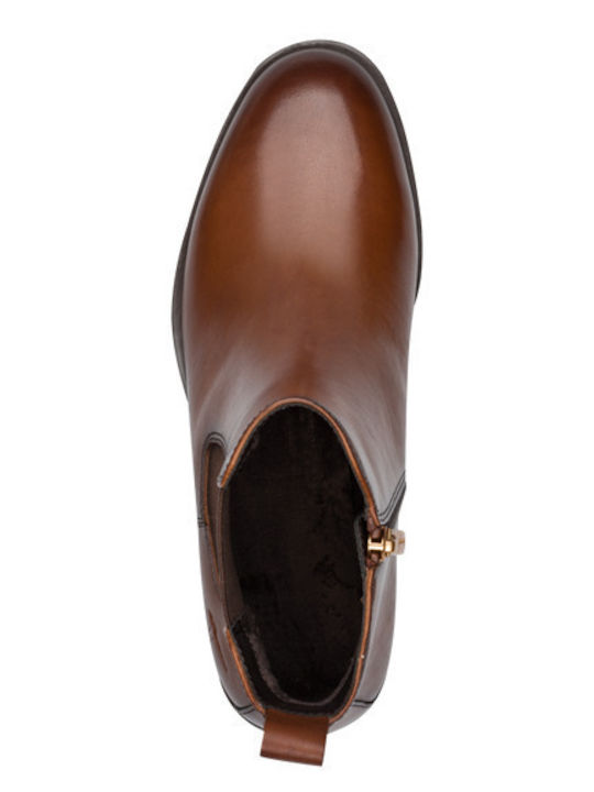 Leder Damen Stiefeletten Tabac Braun