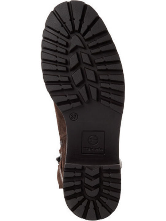 Leder Damen Stiefeletten mit Hochabsatz Braun