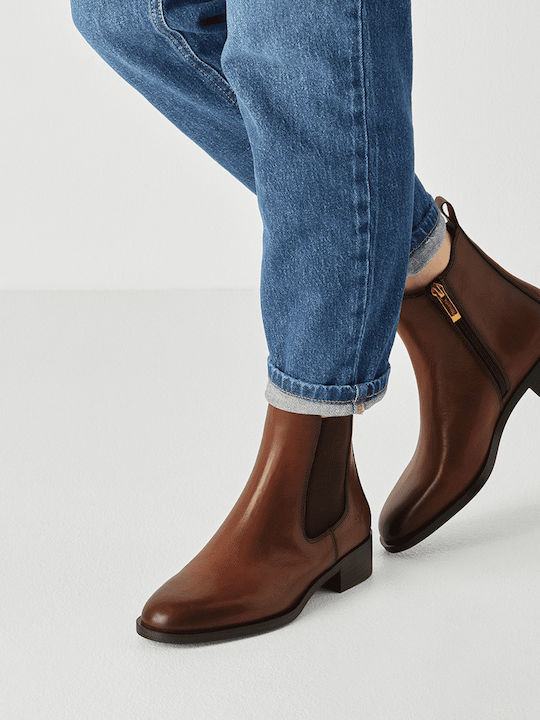 Leder Damen Stiefeletten Tabac Braun