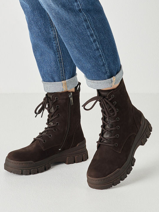 Leder Damen Stiefeletten Braun