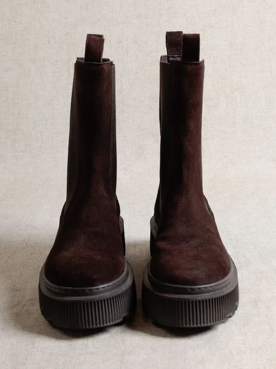 Damen Chelsea-Stiefel aus Wildleder Braun