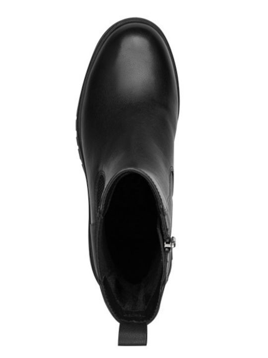 Leder Damen Stiefeletten Schwarz