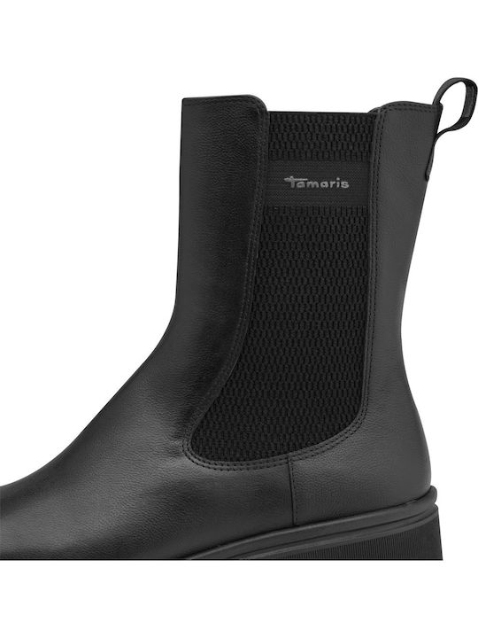 Leder Damen Stiefeletten Schwarz